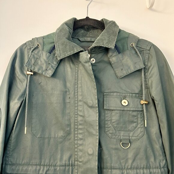 J. Crew Women's The Downtown Wax Coated Long Field Jacket in Green Size XXS - Picture 5 of 12